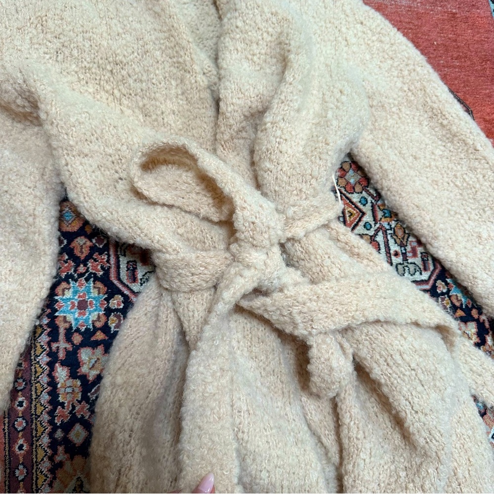 A.L.C. Nude Wool Nubby Boucle Knit Wrap Coat - Picture 4 of 12